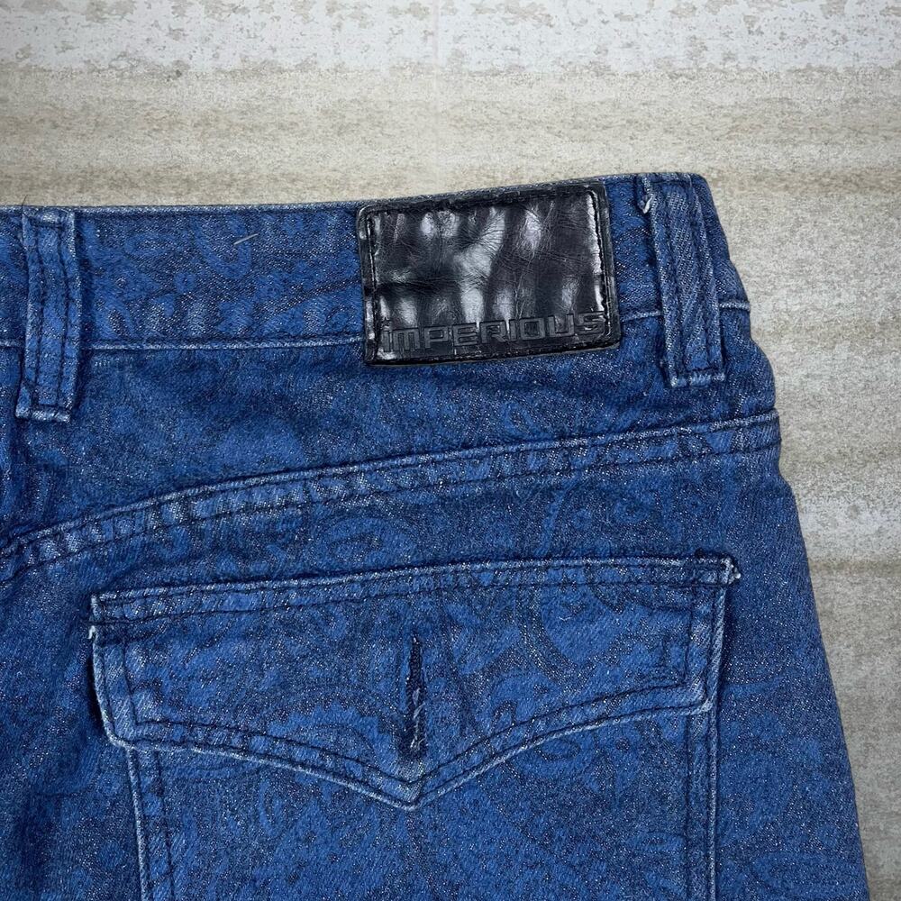Vintage 90s Paisley Jeans 36x32 Straight Fit Navy Blue Wash Denim Imperious - Picture 3 of 4